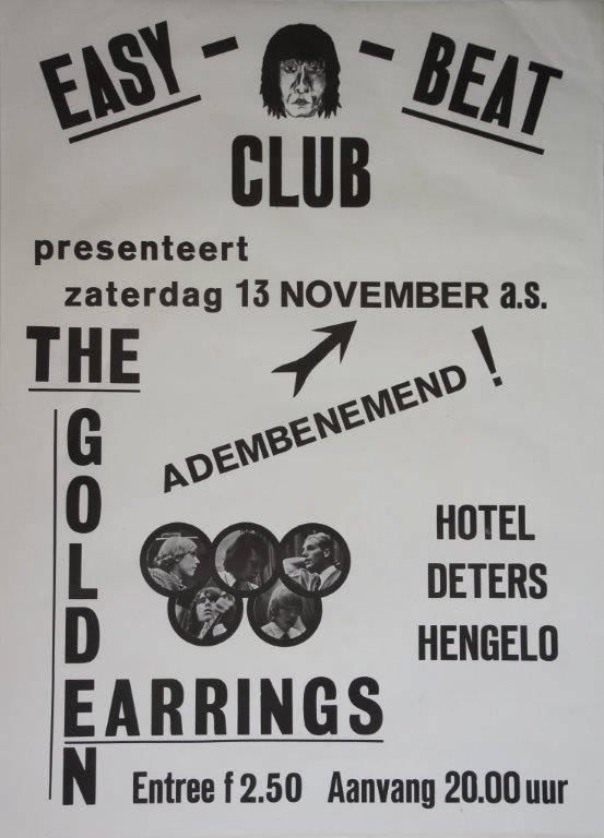 Golden Earrings show announcement Hengelo - Easy Beat Club Hotel Deters November 13, 1965